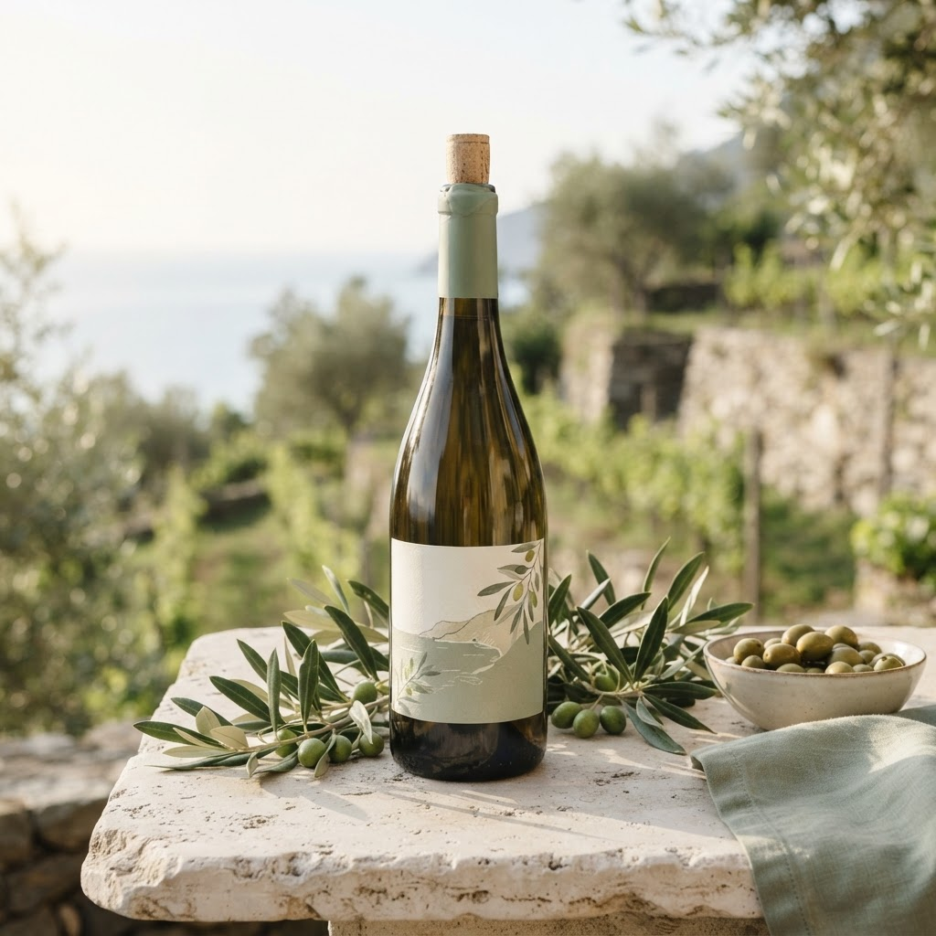 Bottiglia di vino Ca' Batitta tra le vigne liguri